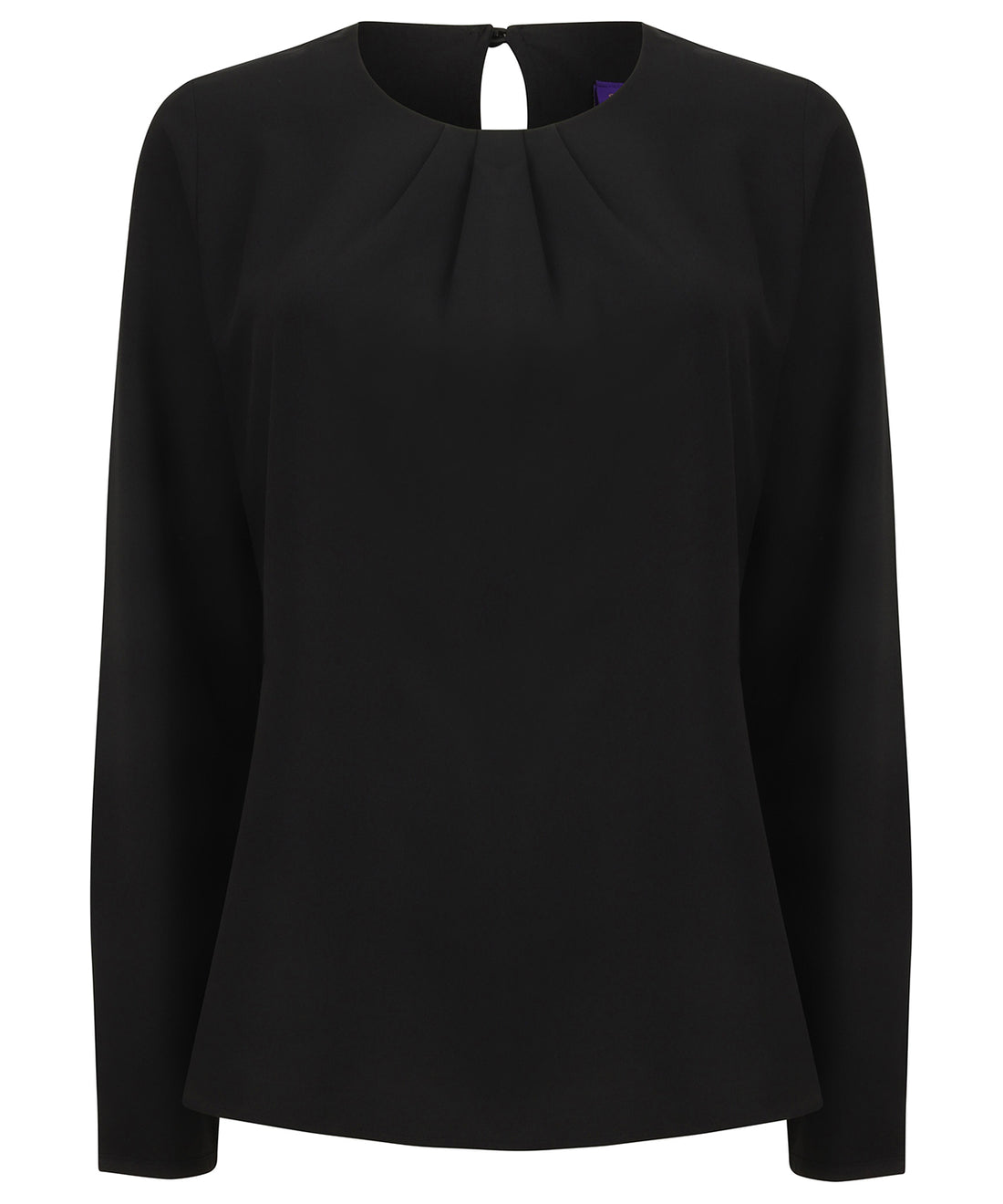 Women's pleat front long sleeve blouse in Black