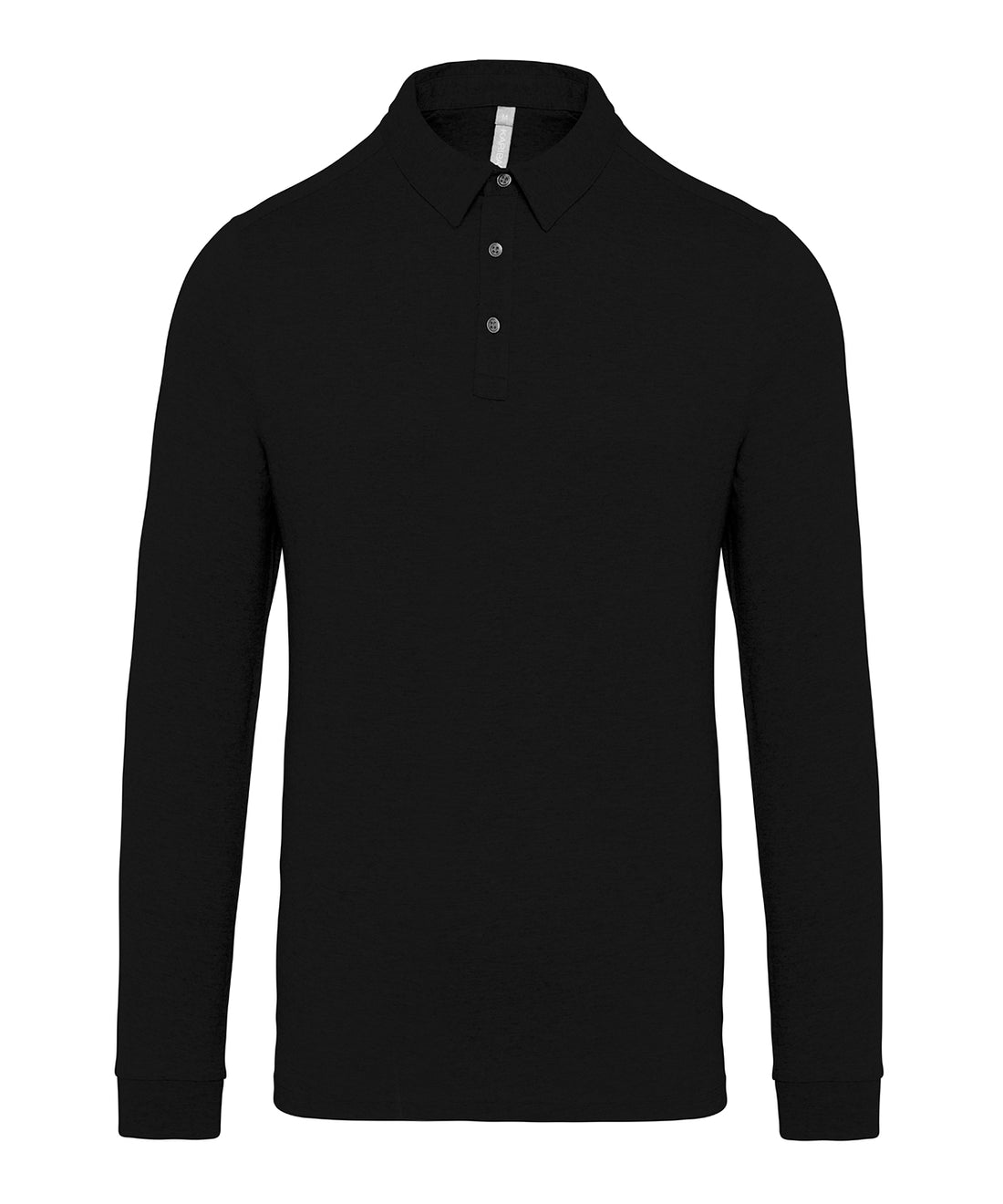 Jersey knit long sleeve polo shirt in Black
