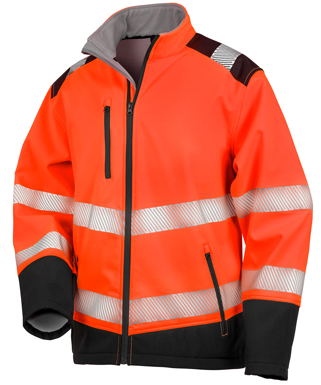 Printable ripstop safety softshell in Fluorescent Orange/Black
