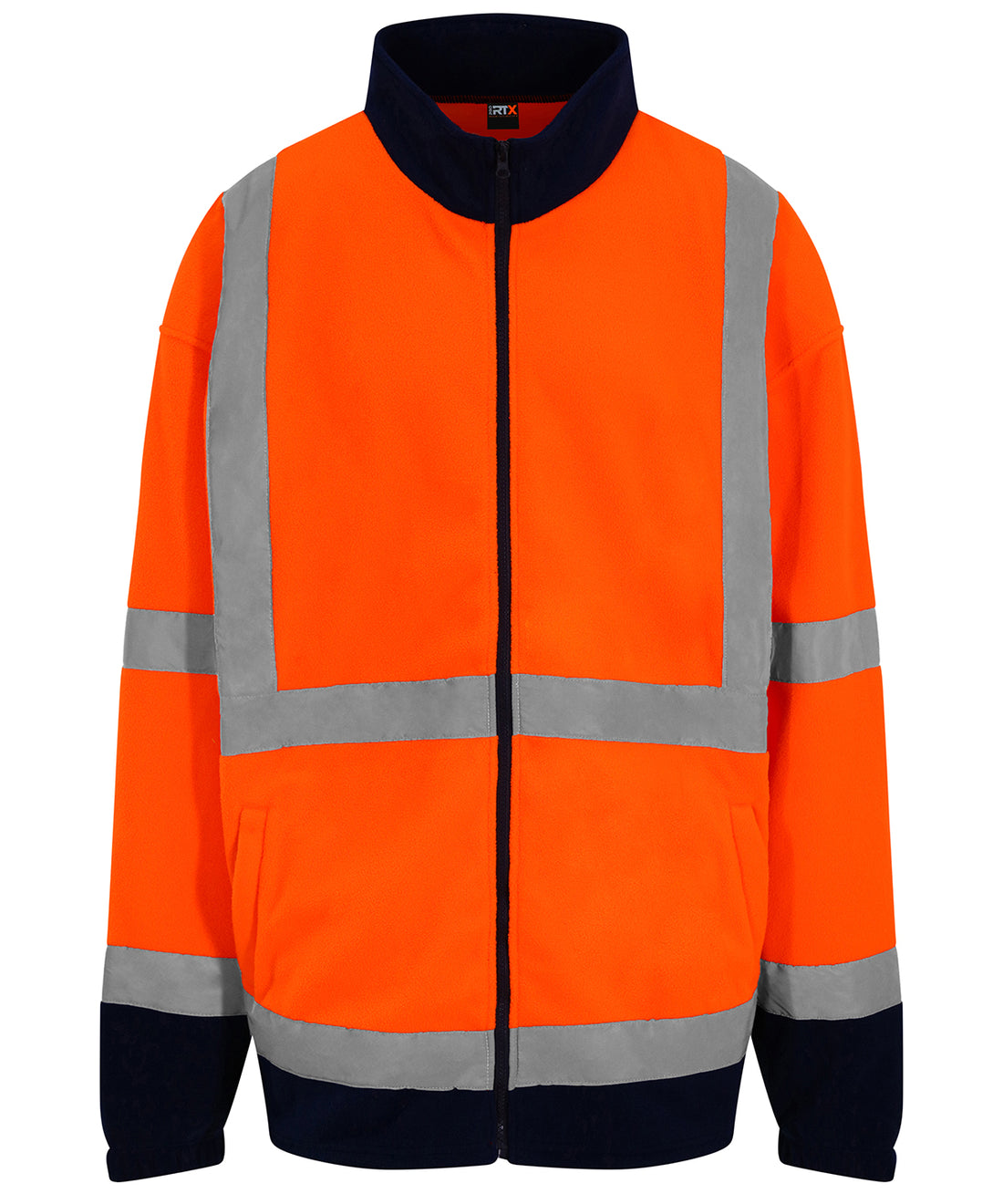 High visibility full-zip fleece in HV Orange/Navy