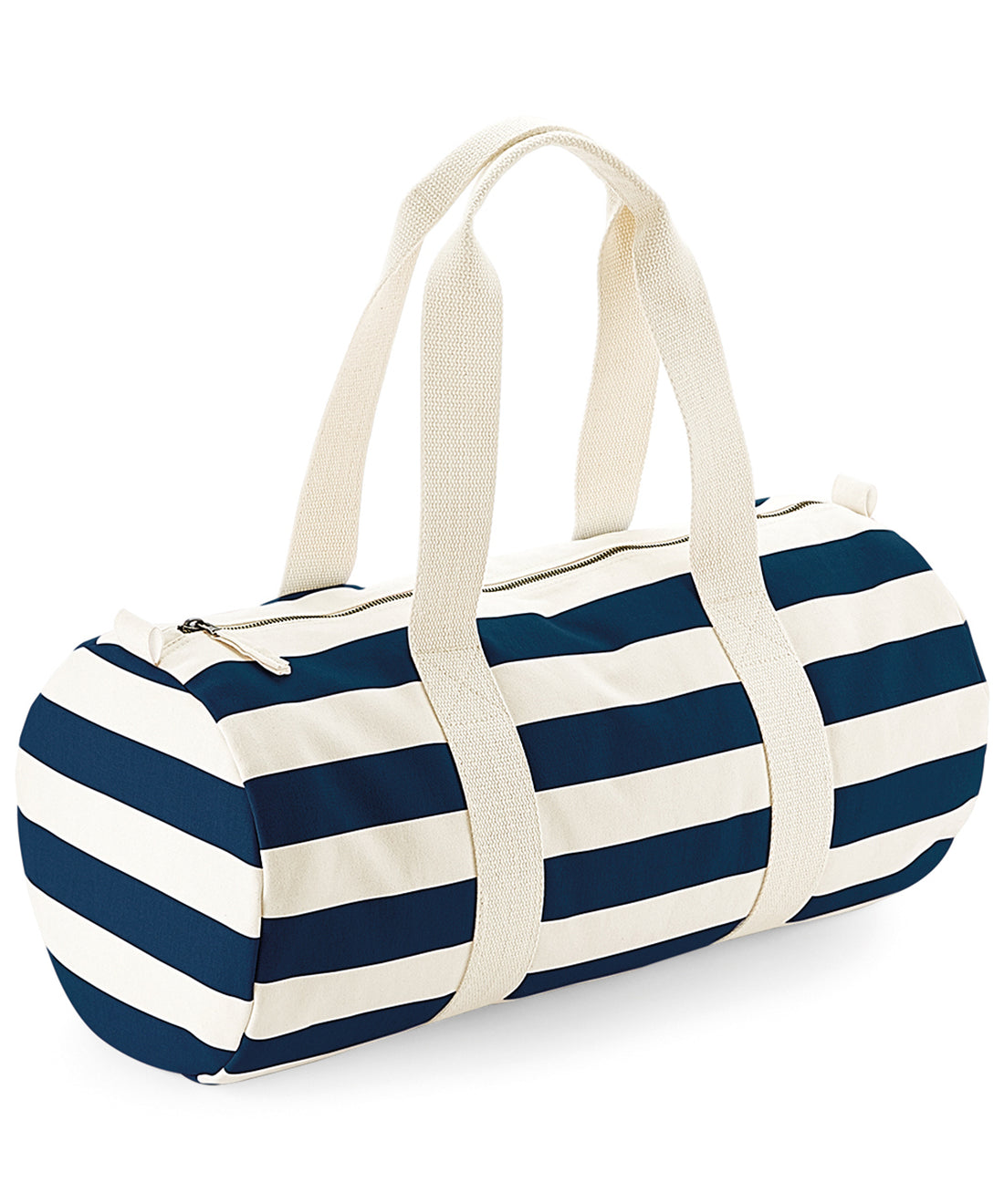 Nautical barrel bag in Natural/Navy