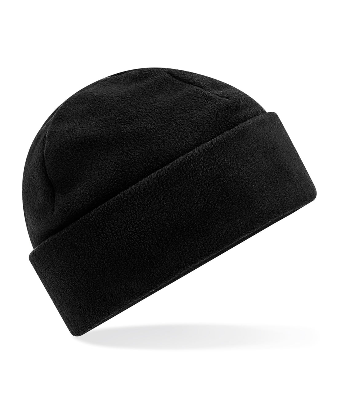 Recycled fleece cuffed beanie in Black