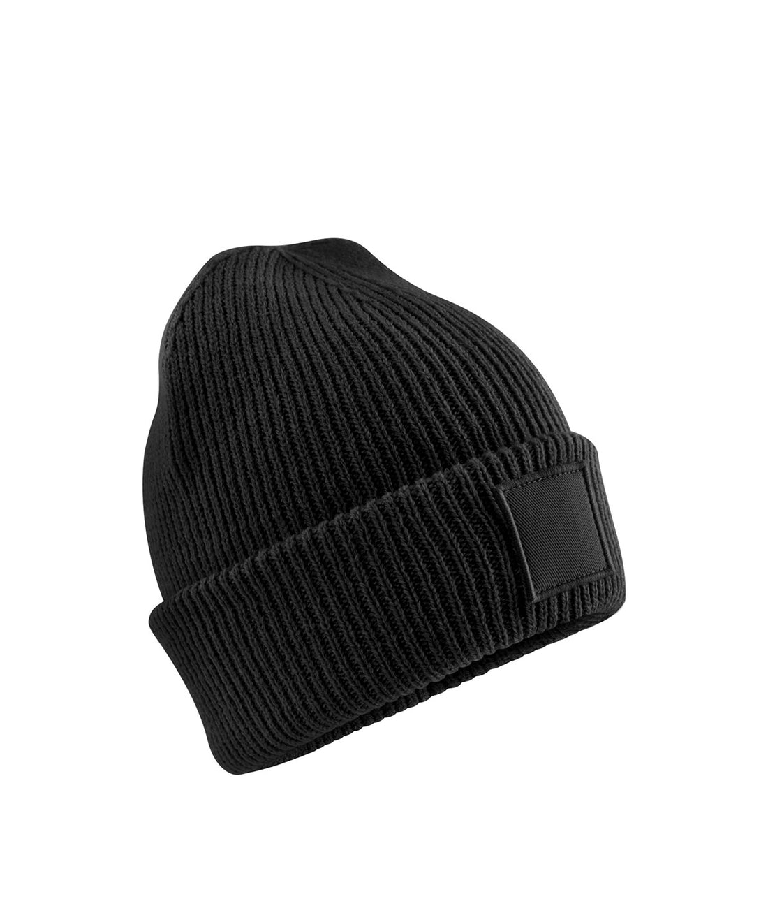 Kids deep cuffed tonal patch beanie in Black