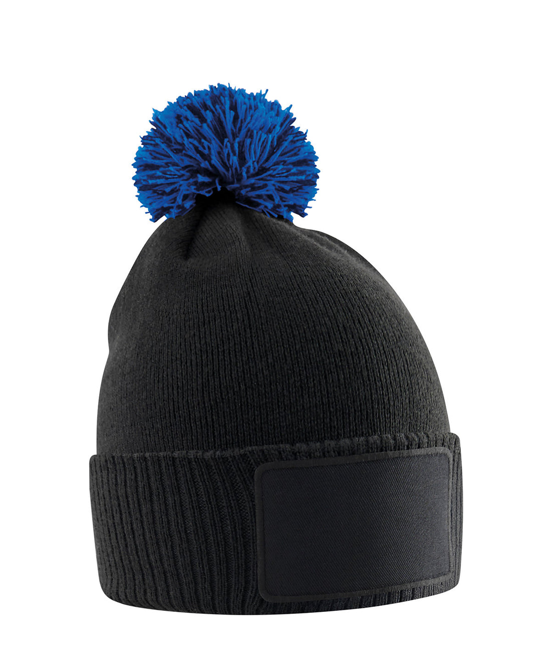 Kids snowstar patch beanie in Black/Bright Royal