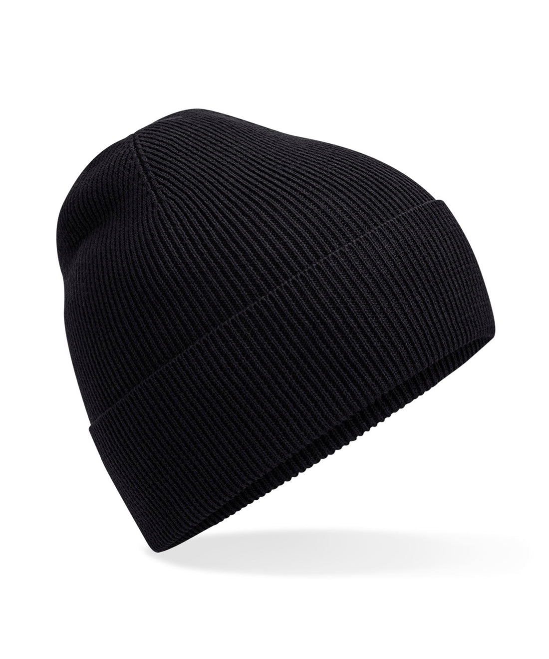 Organic cotton fine knit beanie in Black