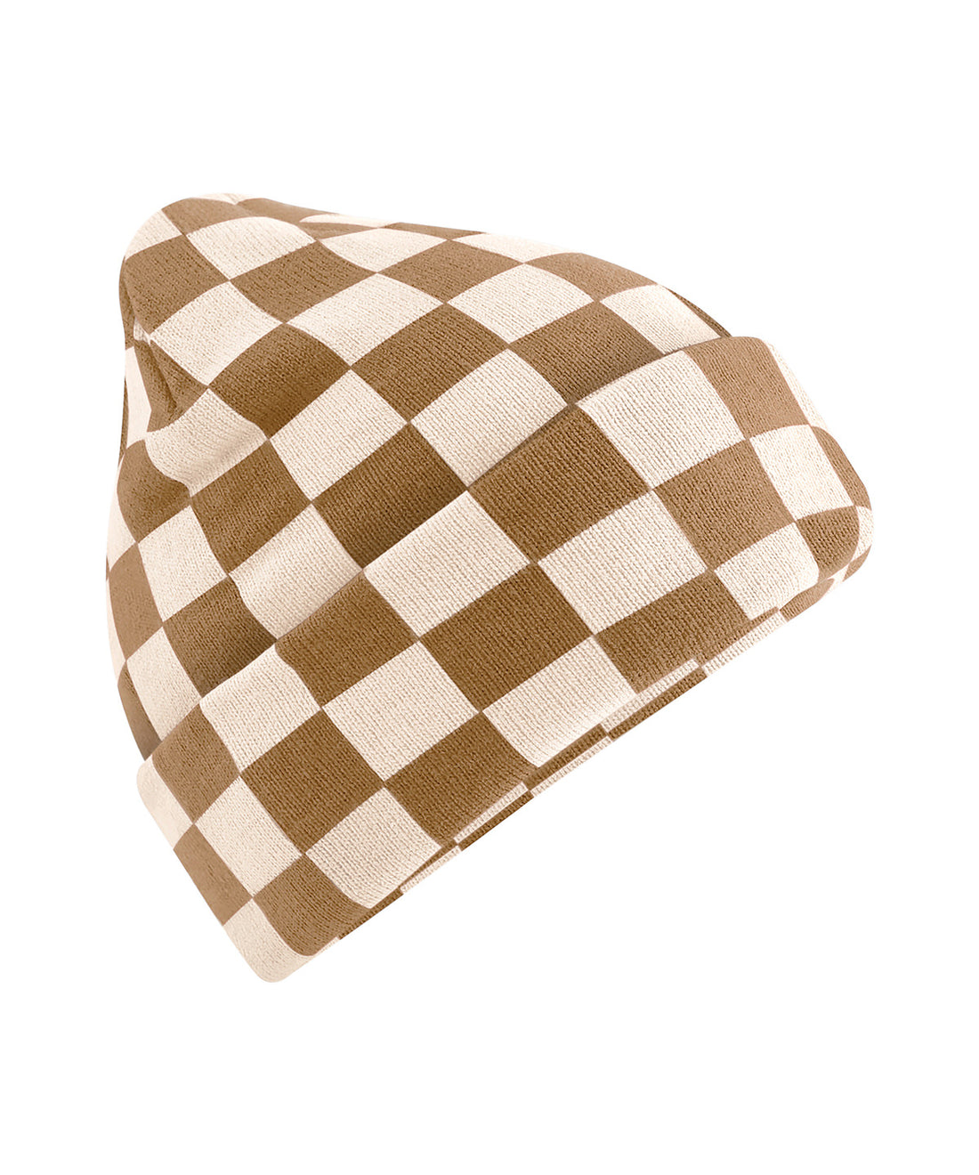 Checkerboard beanie in Biscuit/Almond
