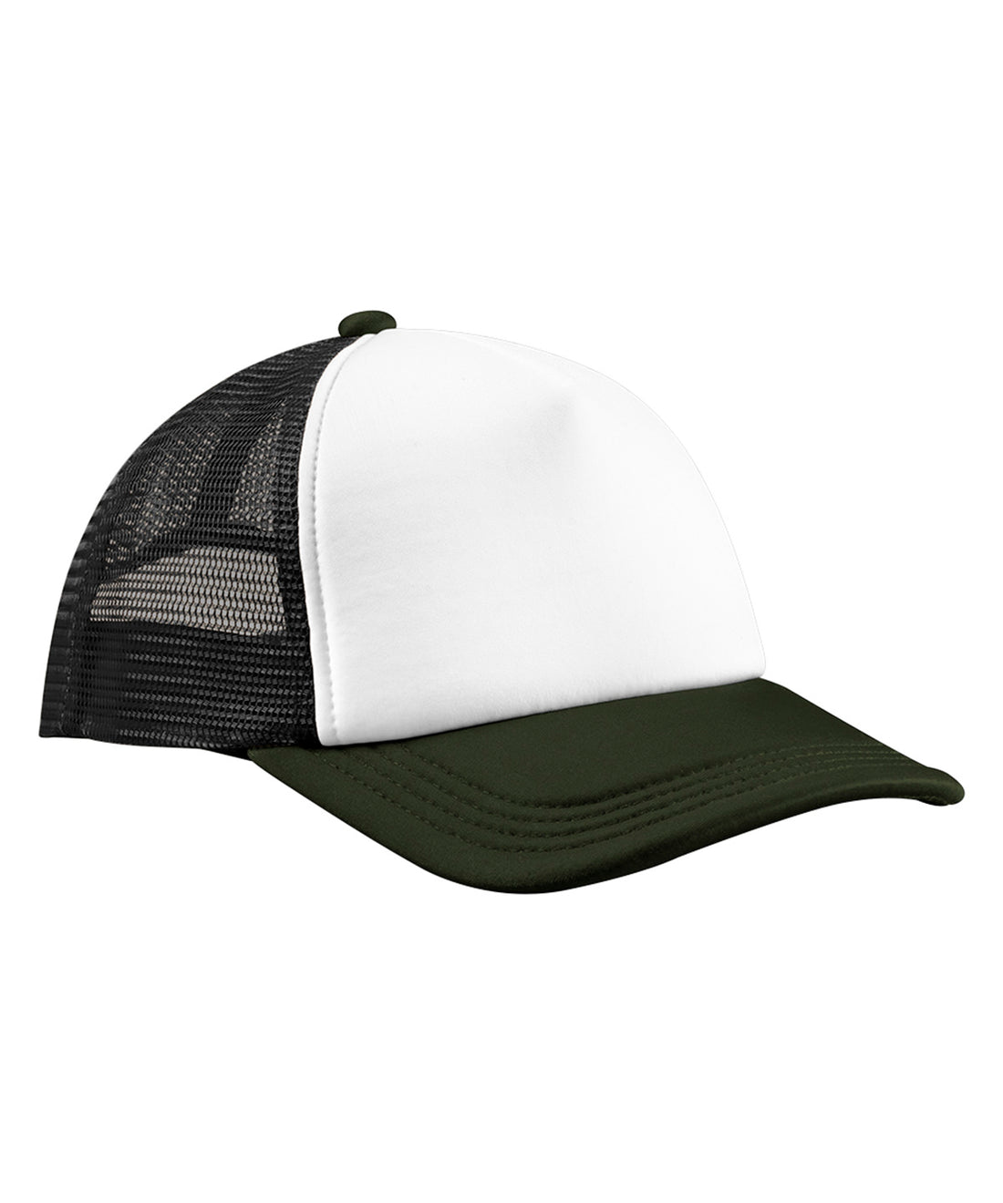 Retro 5-panel trucker in Black/Dark Olive