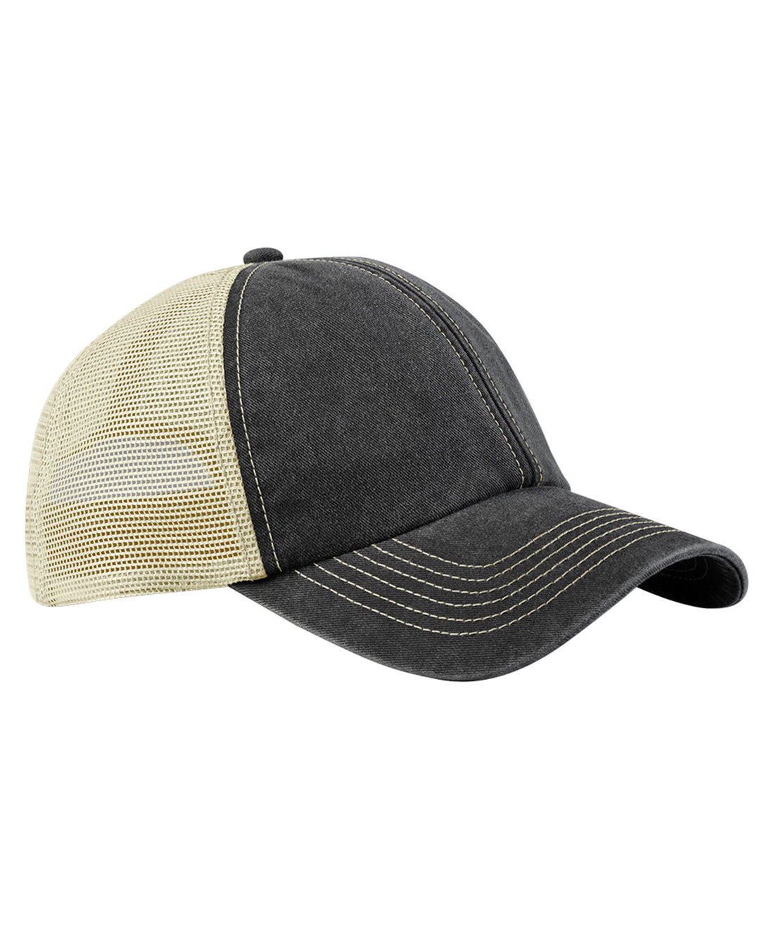 6-panel vintage trucker in Vintage Black/Stone