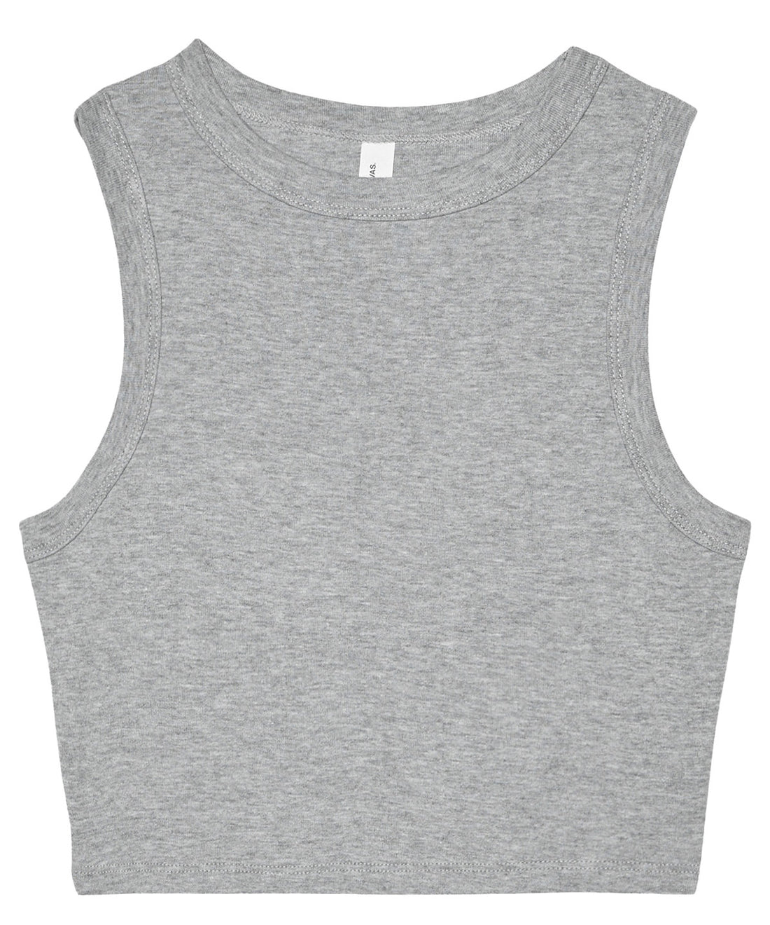 Women’s micro rib muscle crop tank in Athletic Heather
