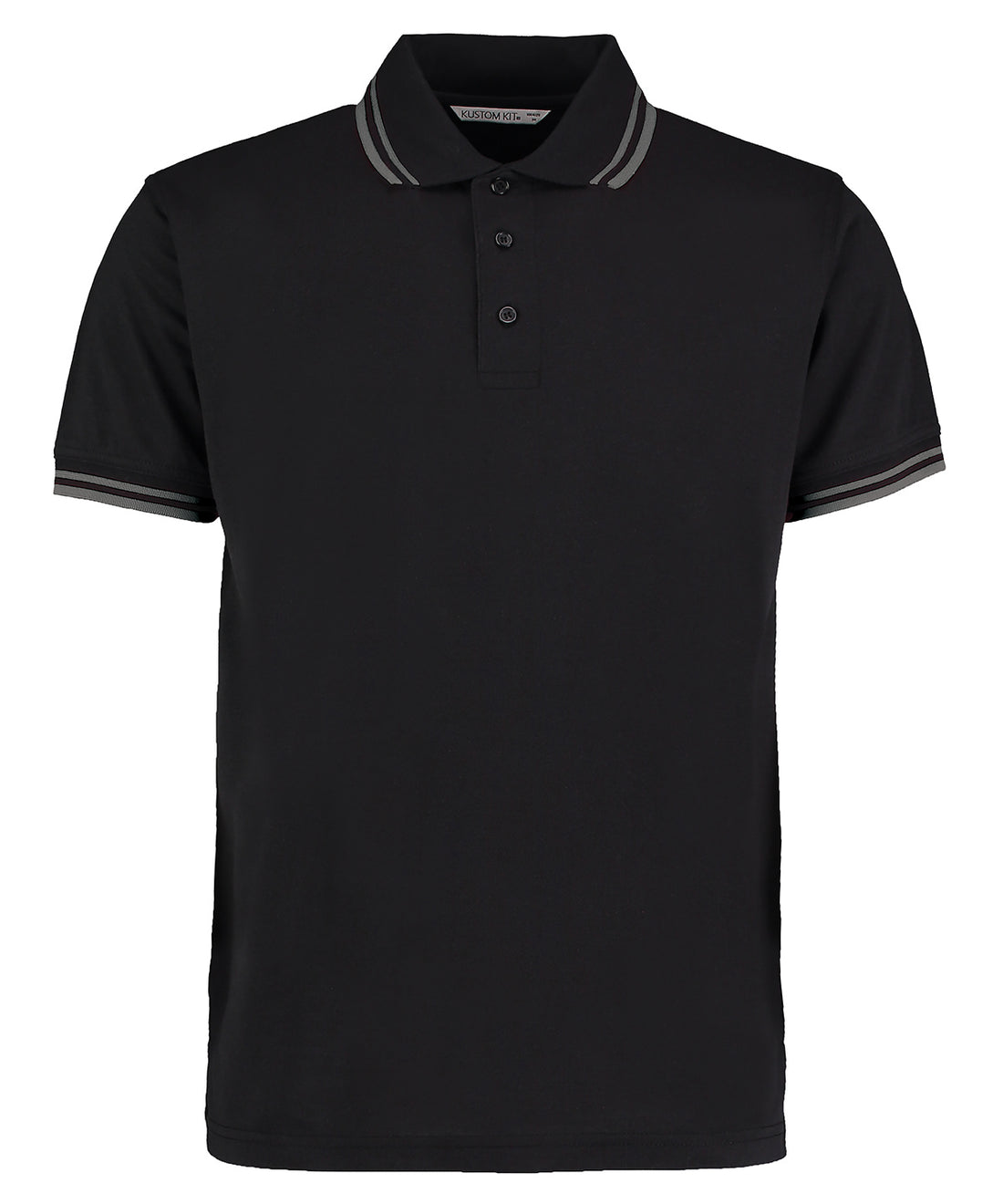 Tipped collar polo (classic fit) in Black/Charcoal