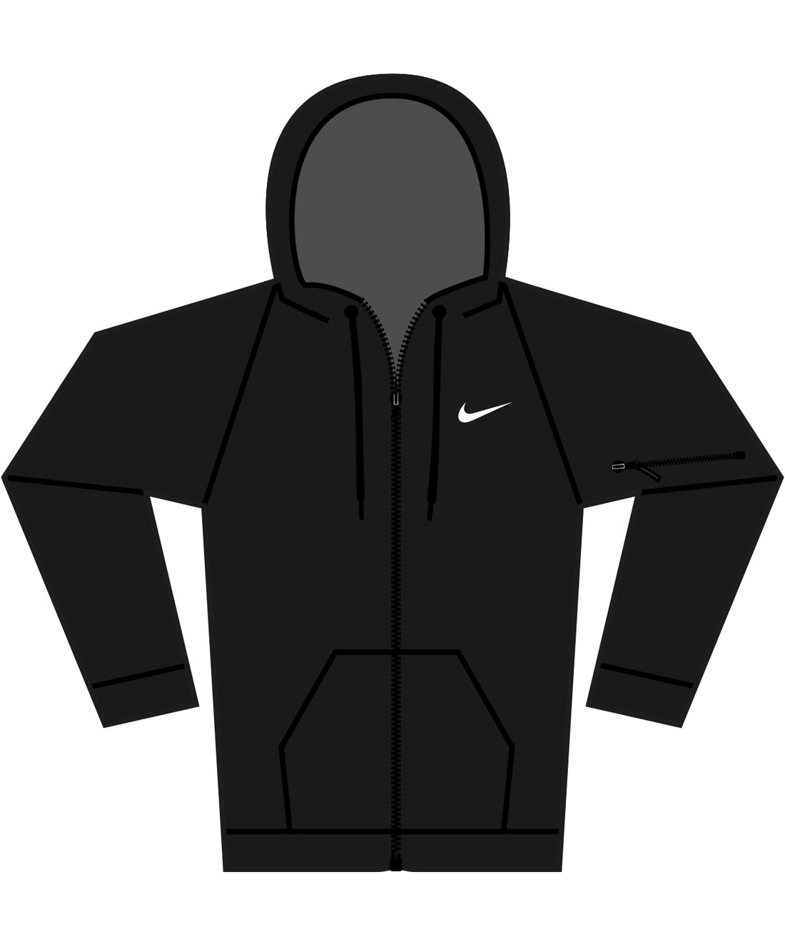 Nike men’s full-zip fitness hoodie in Black/ Black/ White