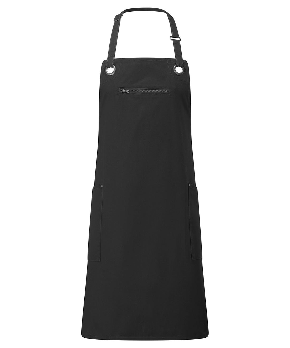 ‘Barley’ Contrast Stitch Bib Apron in Black/Charcoal