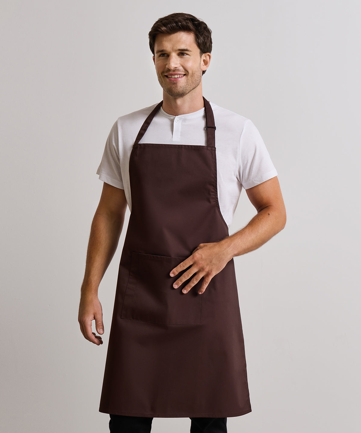Apron Bundle, 24: Branded bib apron, worn