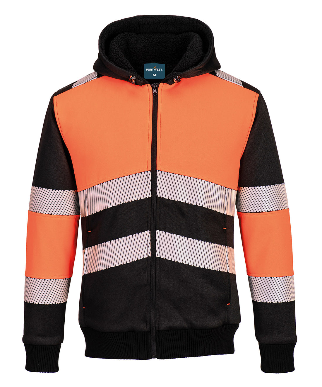 PW3 Hi-vis Class 1 winter hoodie (PW377) in Orange/Black