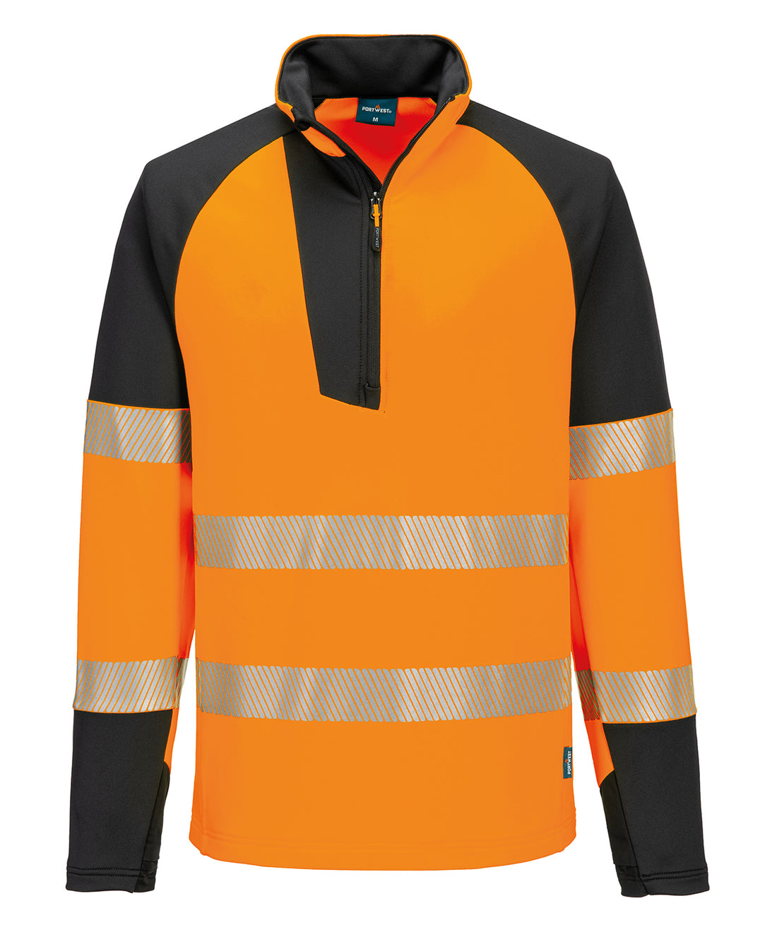 PW3 Hi-vis ¼-zip sweatshirt (T172) in Orange/Black
