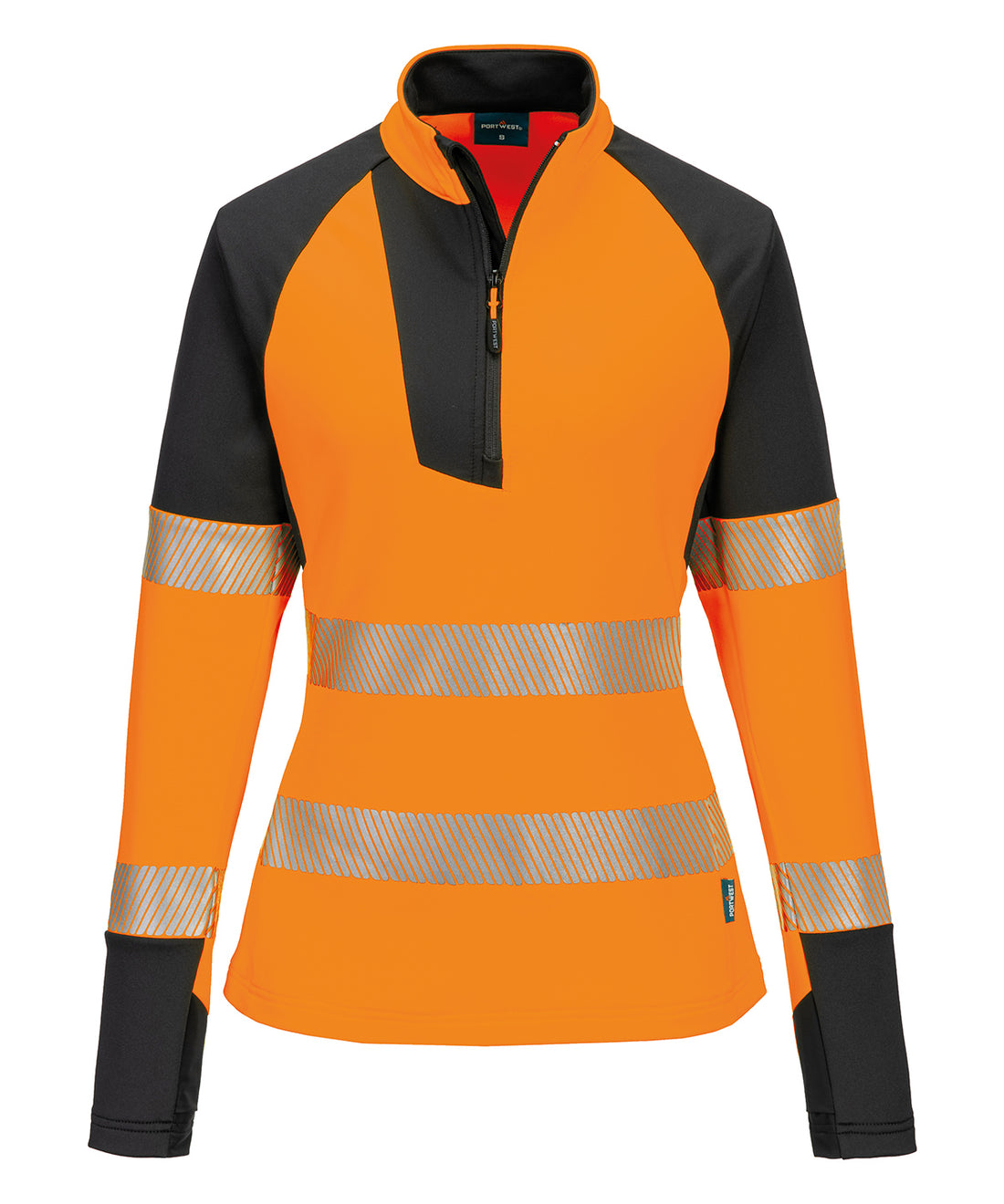 Women’s PW3 Hi-vis ¼-zip sweatshirt (T173) in Orange/Black