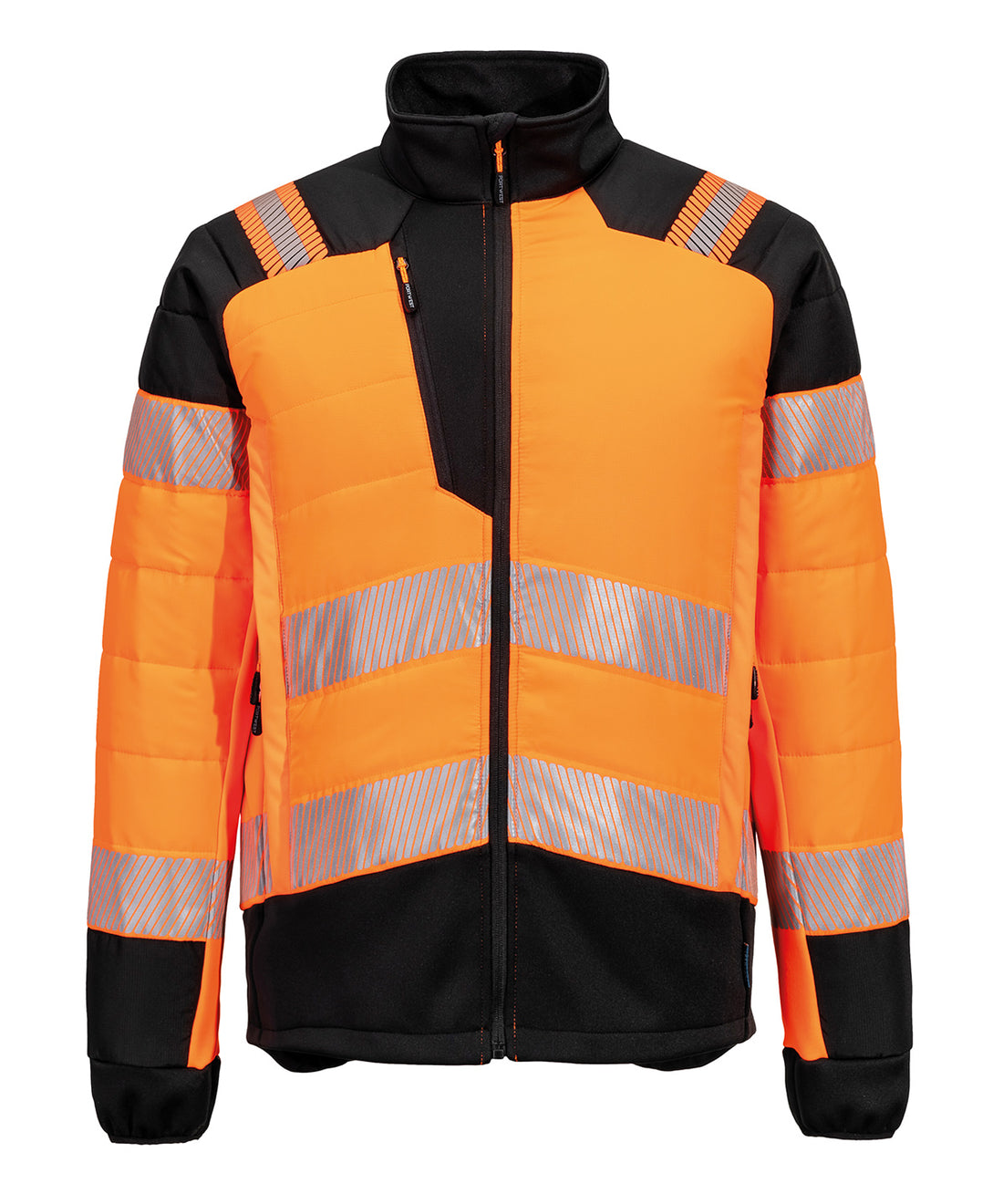 PW3 Hi-vis hybrid baffle jacket (T170) in Orange/Black