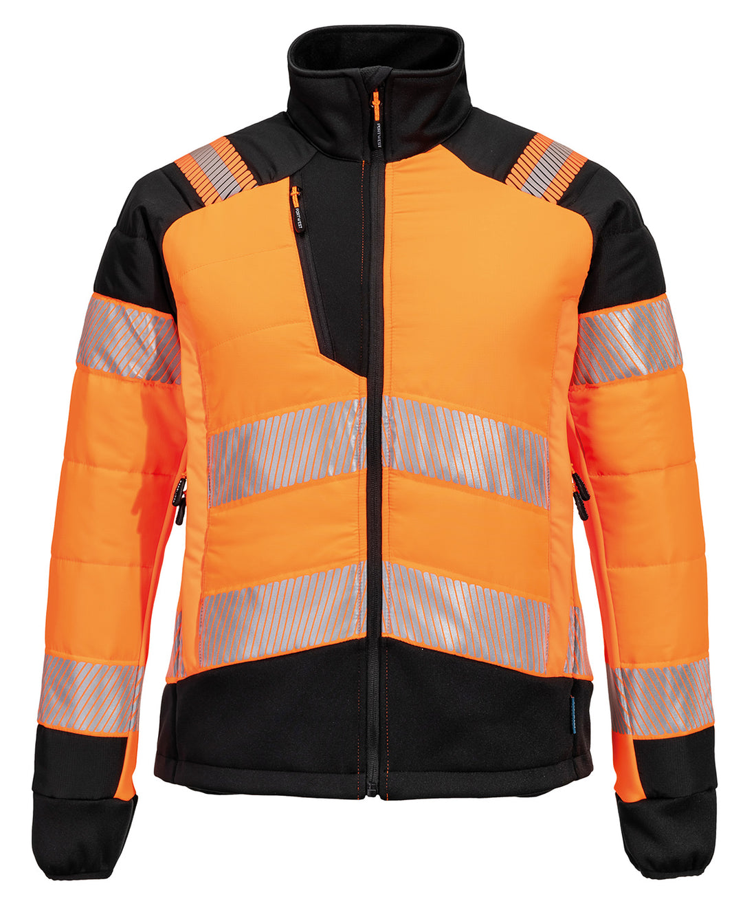 Women’s PW3 Hi-vis hybrid baffle jacket (T171) in Orange/Black