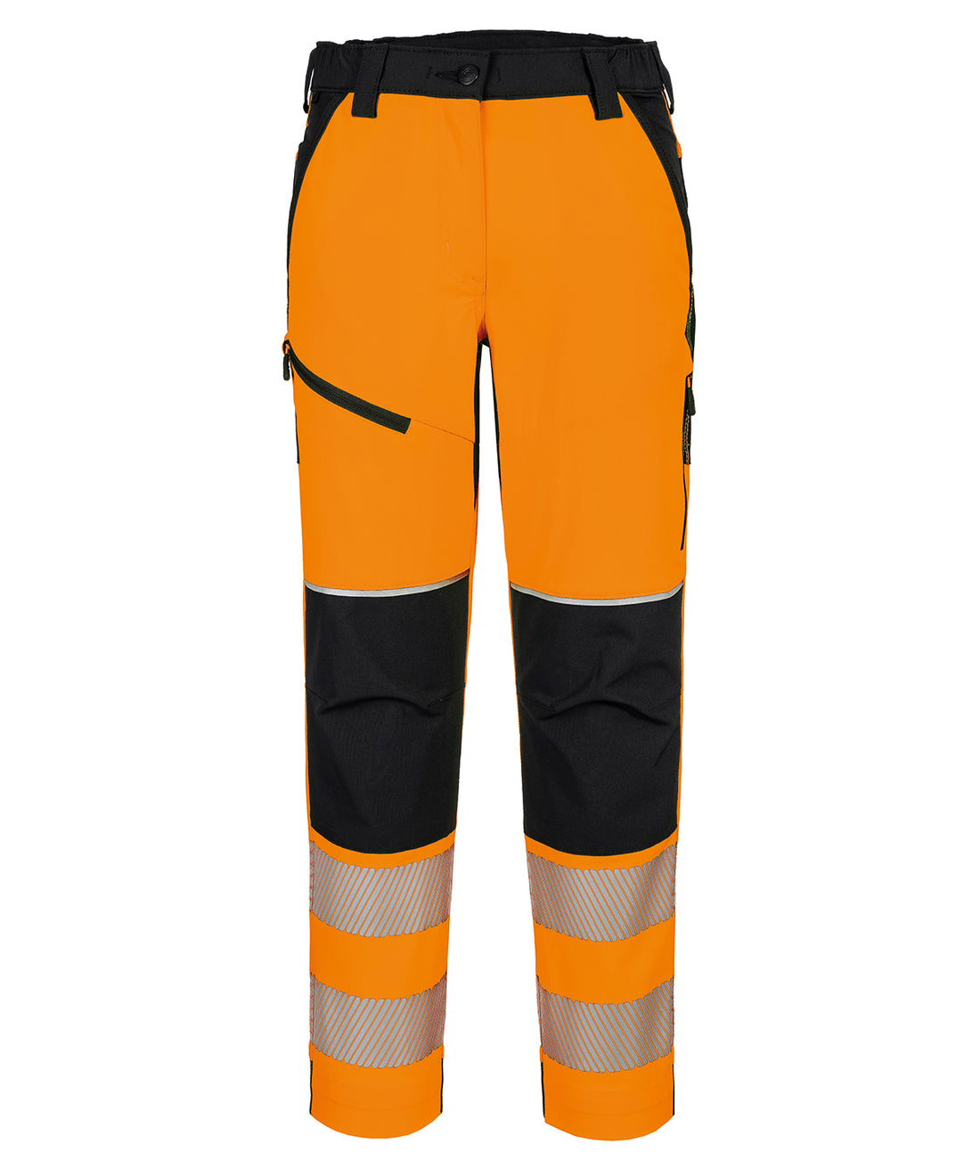Women’s PW3 Hi-vis stretch trousers (T141) in Orange/Black