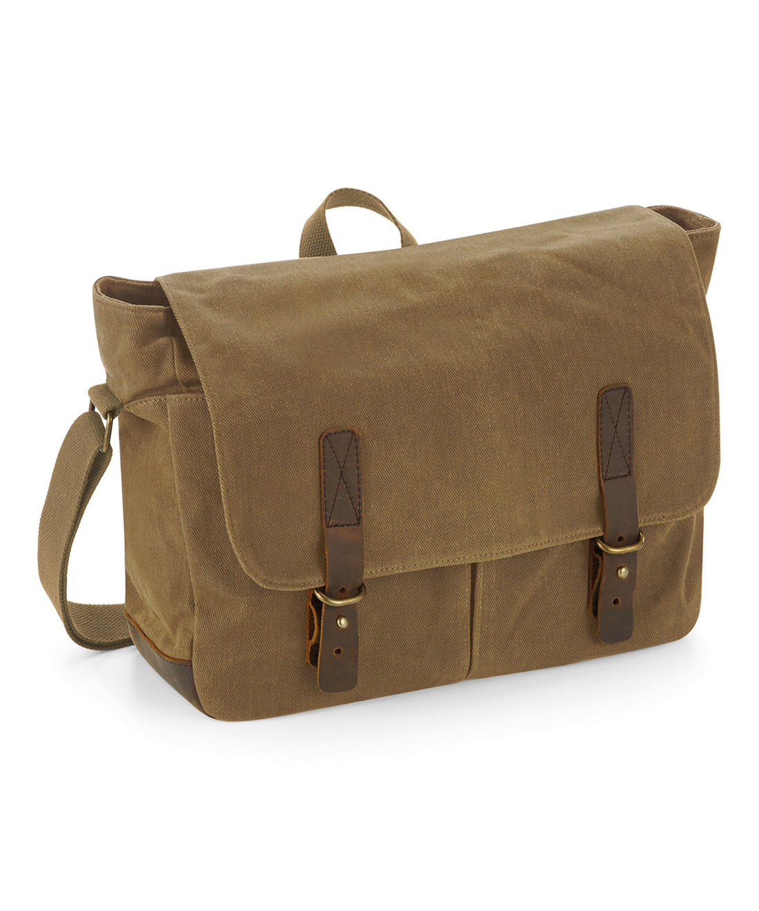 Heritage waxed canvas messenger in Desert Sand