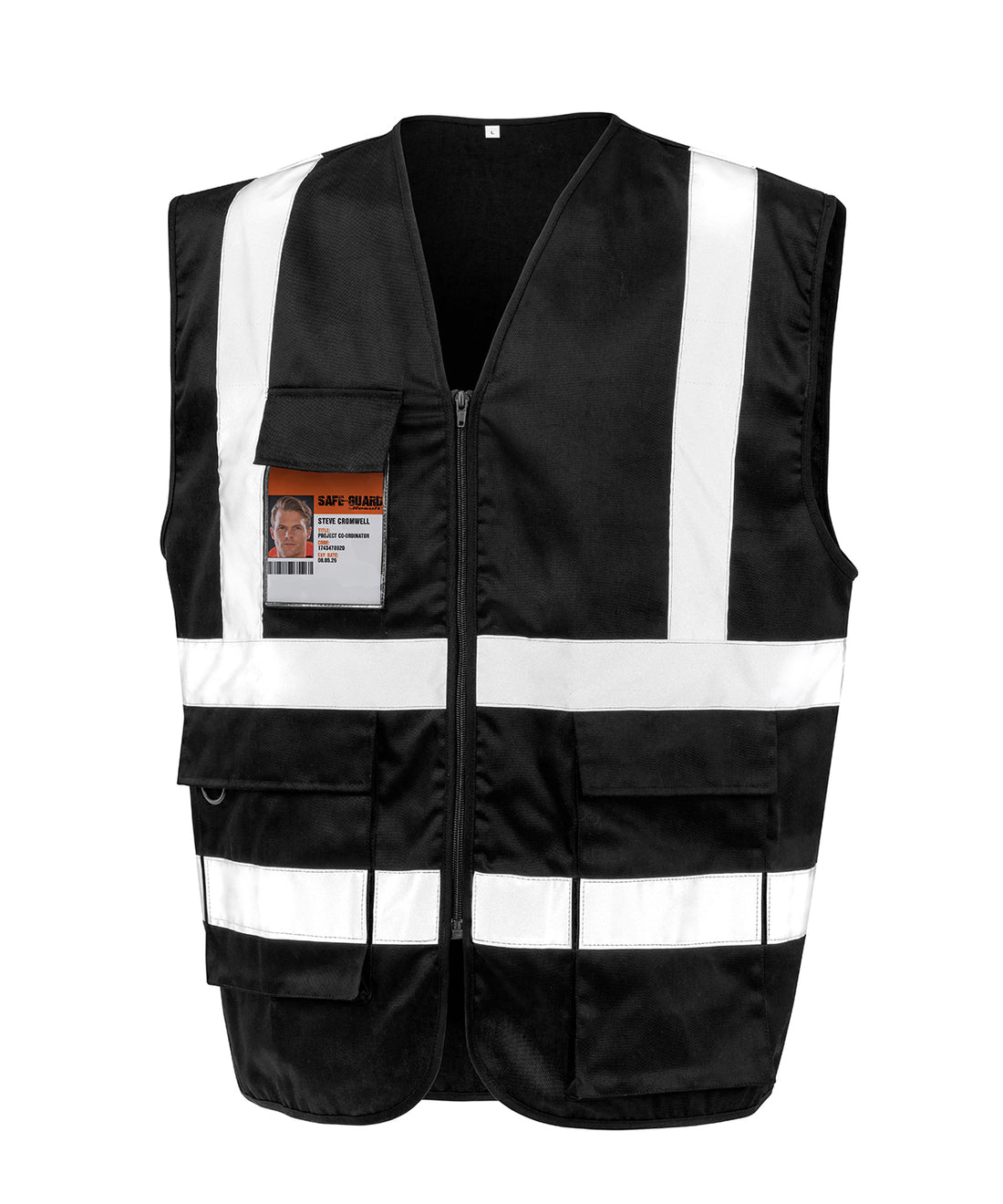 Heavy duty polycotton security vest in Black