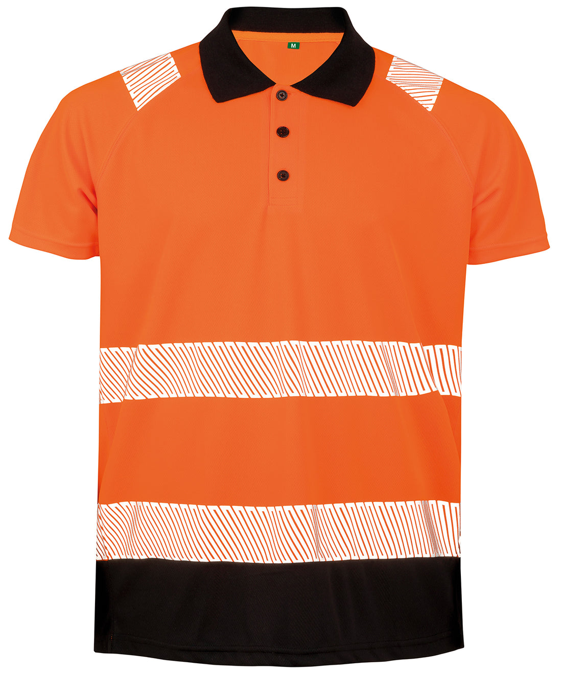 Recycled safety polo in Fluorescent Orange/Black