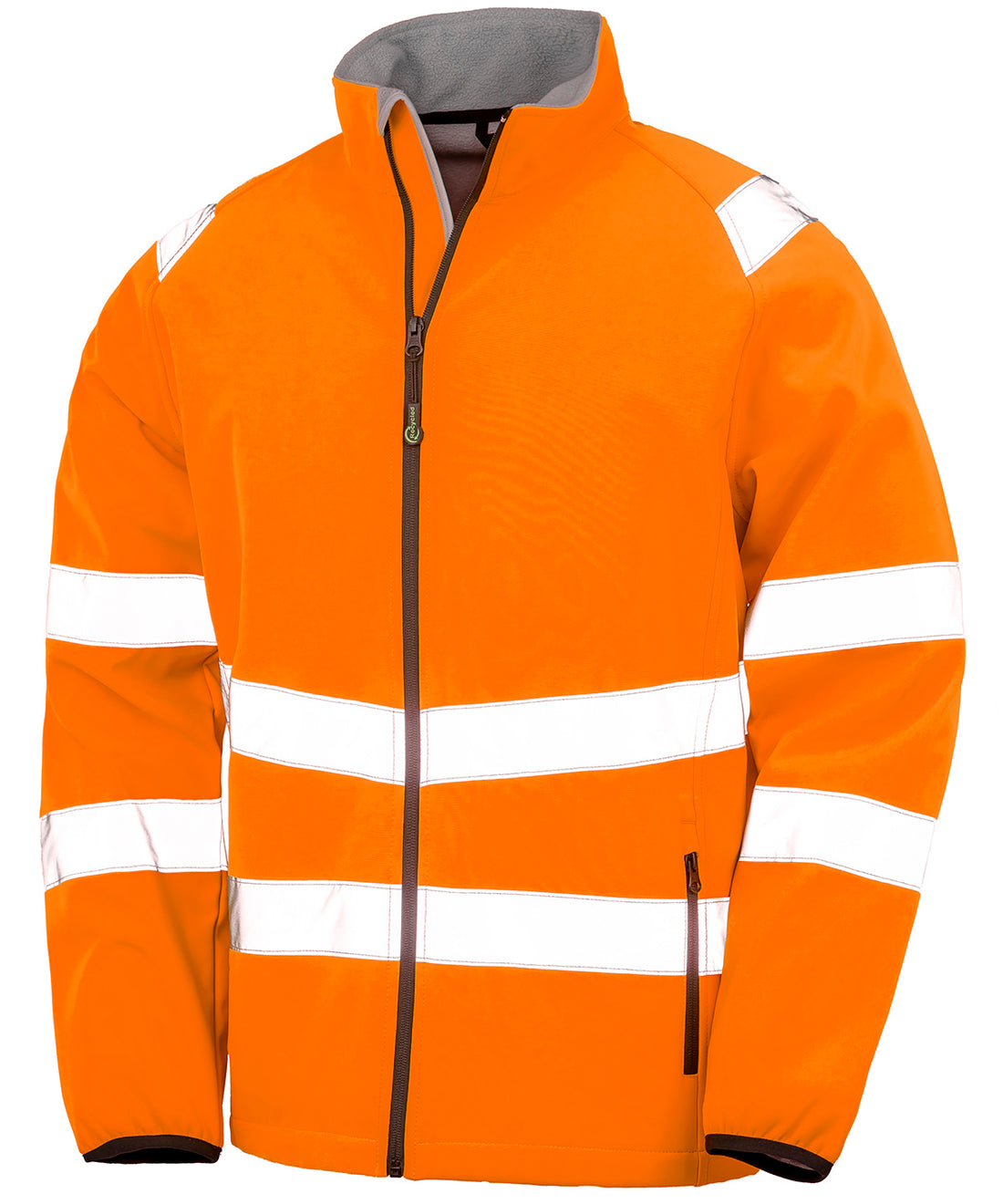 Recycled 2-layer printable safety softshell in Fluorescent Orange