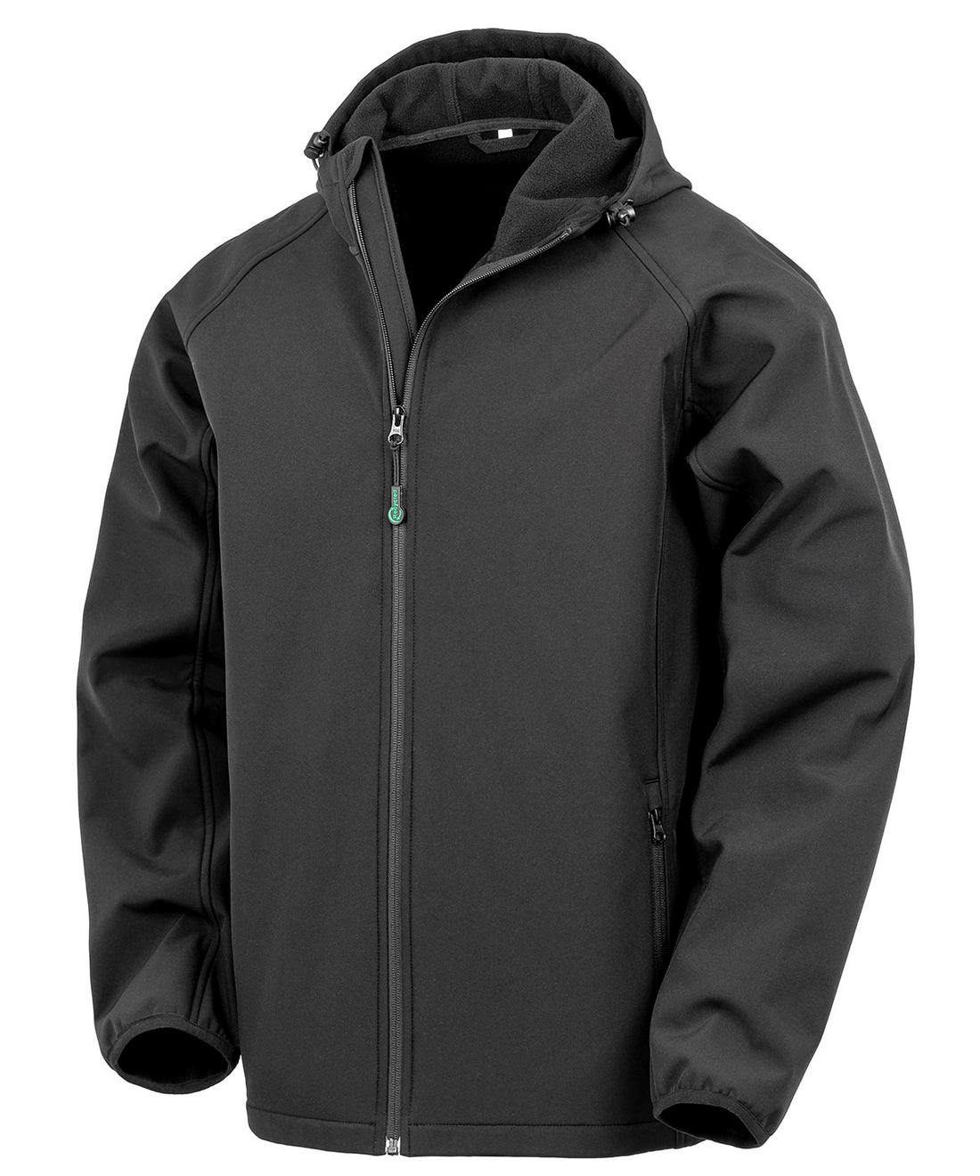 Recycled 3-layer printable hooded softshell in Black
