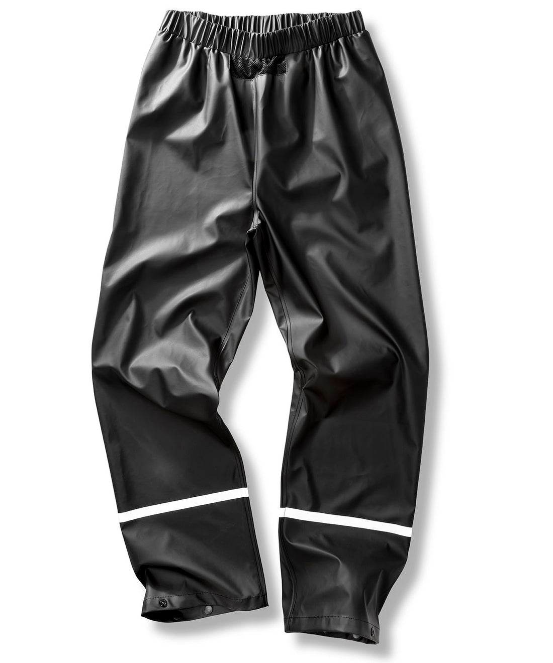 Prism PU waterproof trousers with reflective bands and recycled backing in Black