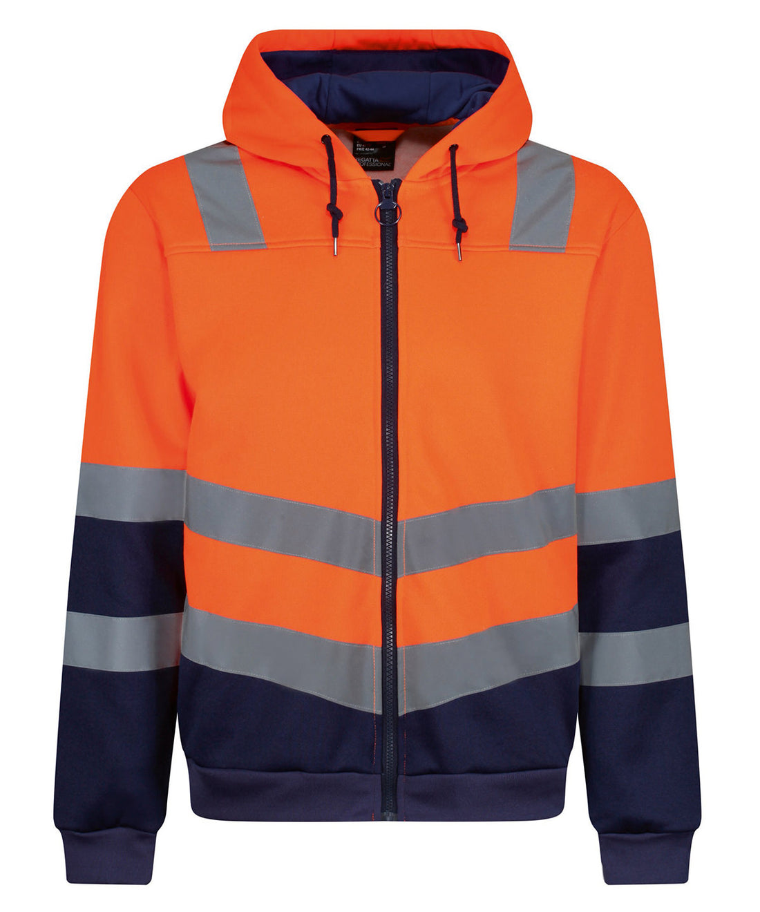 Pro hi-vis full zip hoodie in Orange/Navy