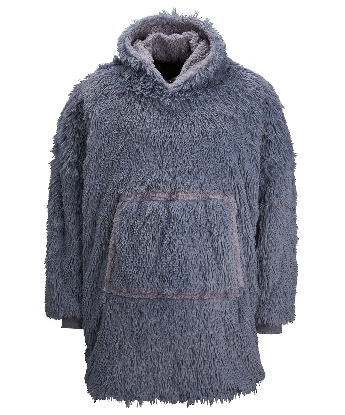 The Ribbon oversized cosy reversible shaggy sherpa hoodie in Grey