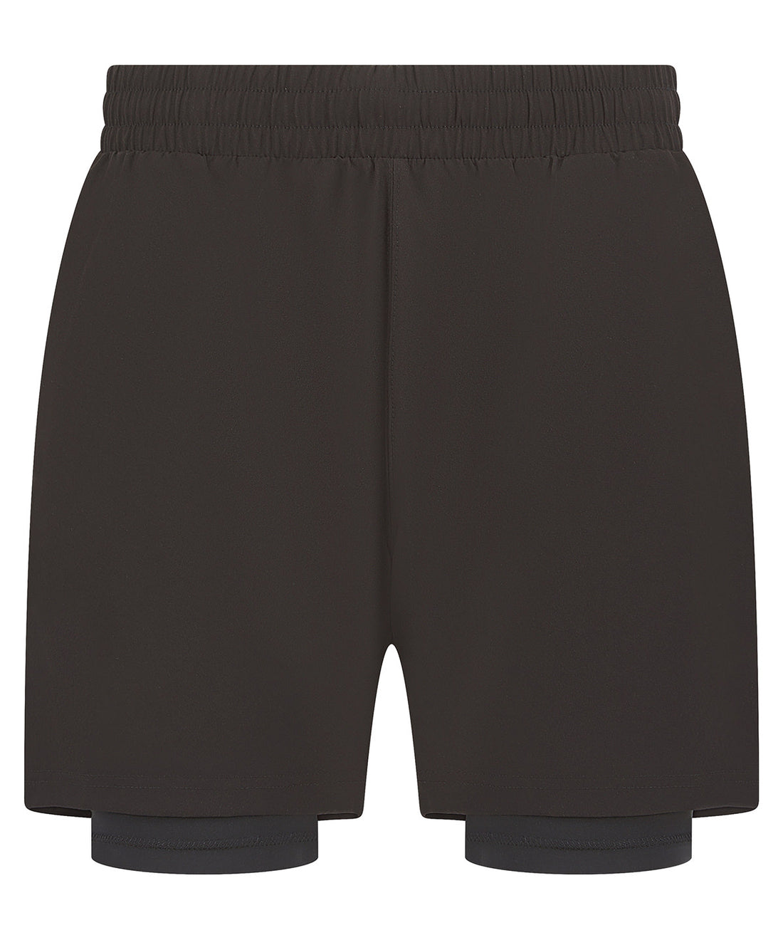 Double-layer sports shorts in Black/Black