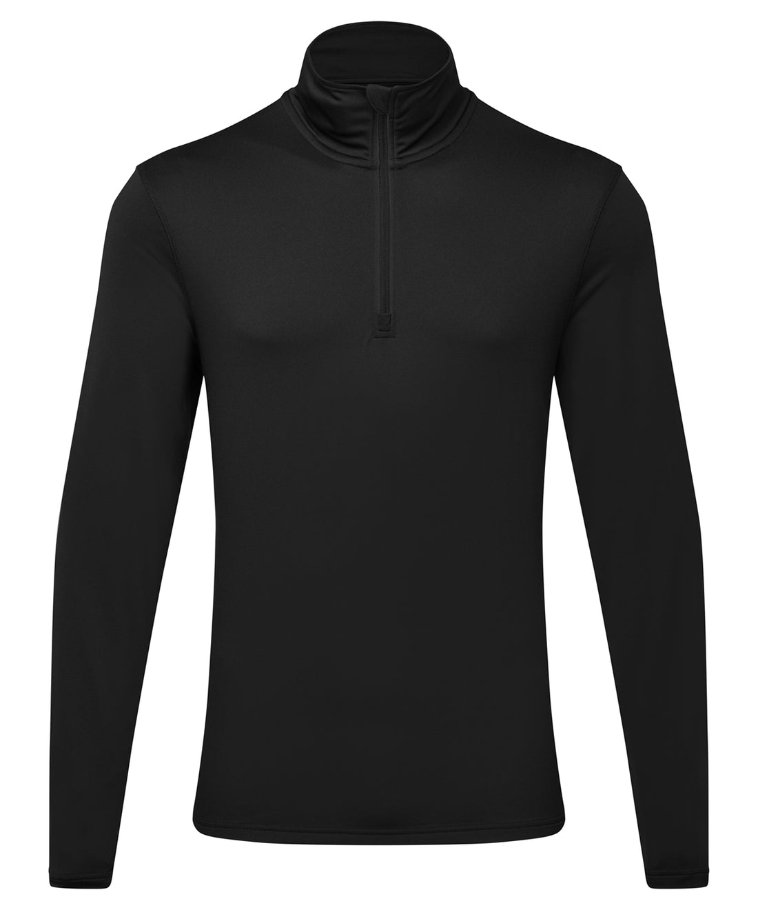 TriDri® recycled long sleeve brushed back ¼ zip top in Black/Black