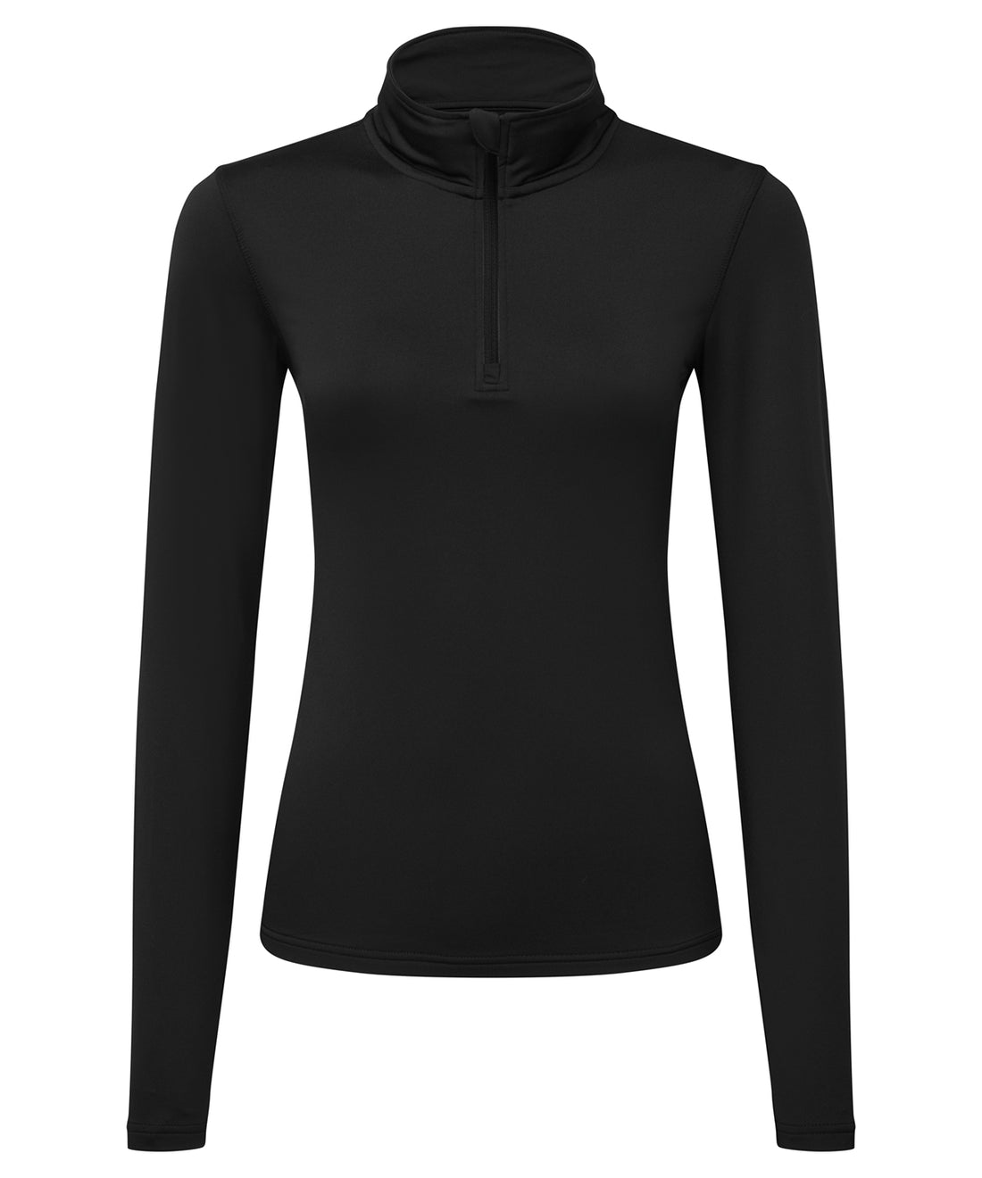 Women’s TriDri® recycled long sleeve brushed back ¼ zip top in Black/Black