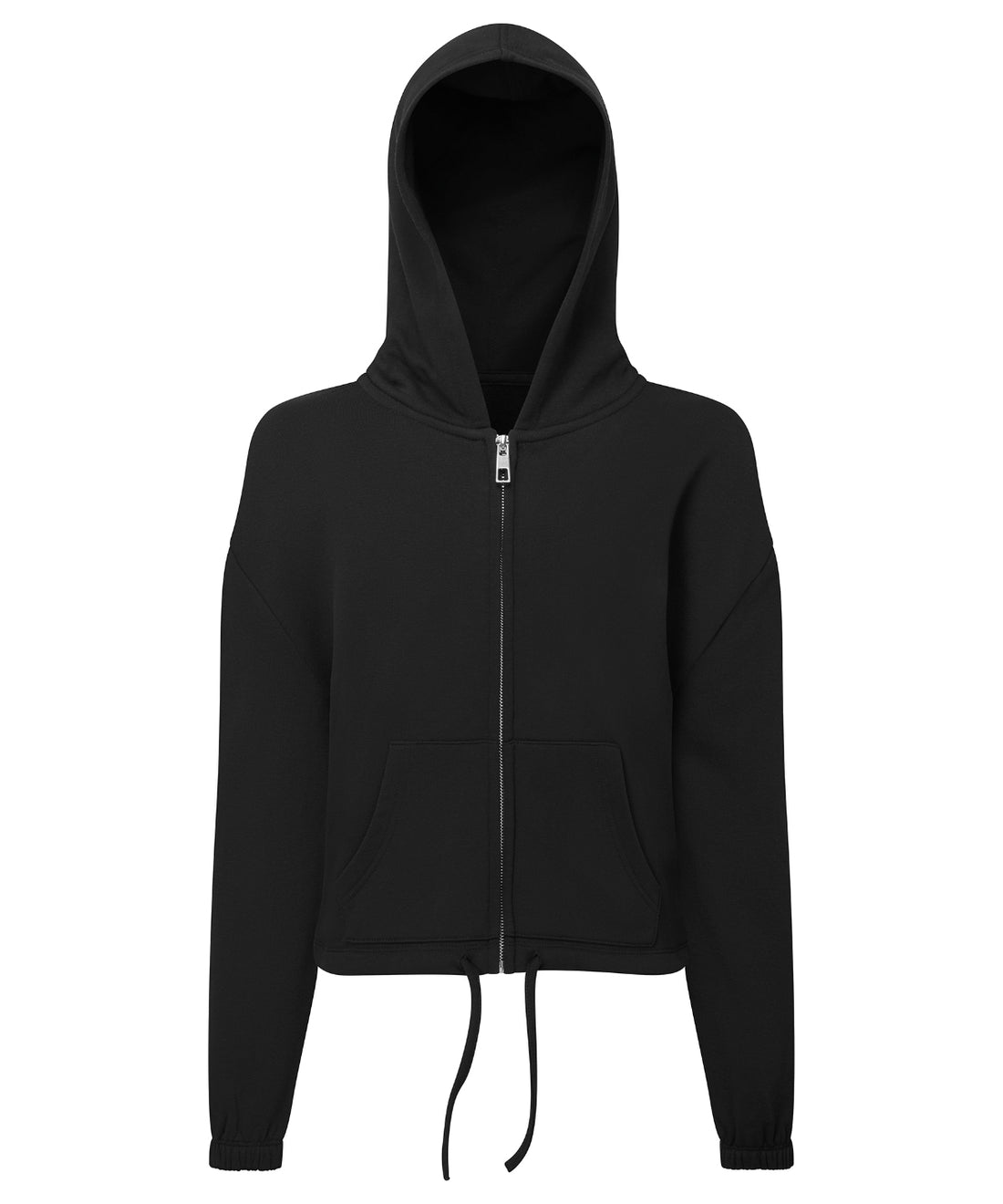 Kids TriDri® recycled cropped oversize full-zip hoodie in Black