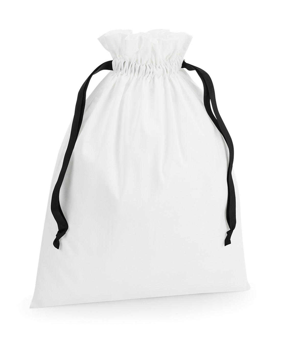 Cotton gift bag with ribbon drawstring in Soft White/Black