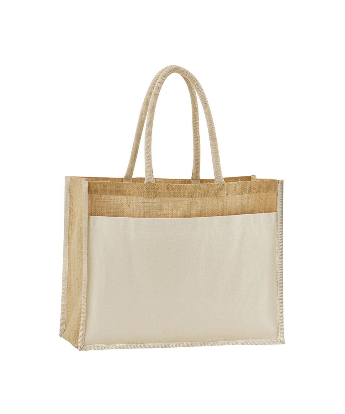 Cotton pocket natural starched jute shopper in Natural