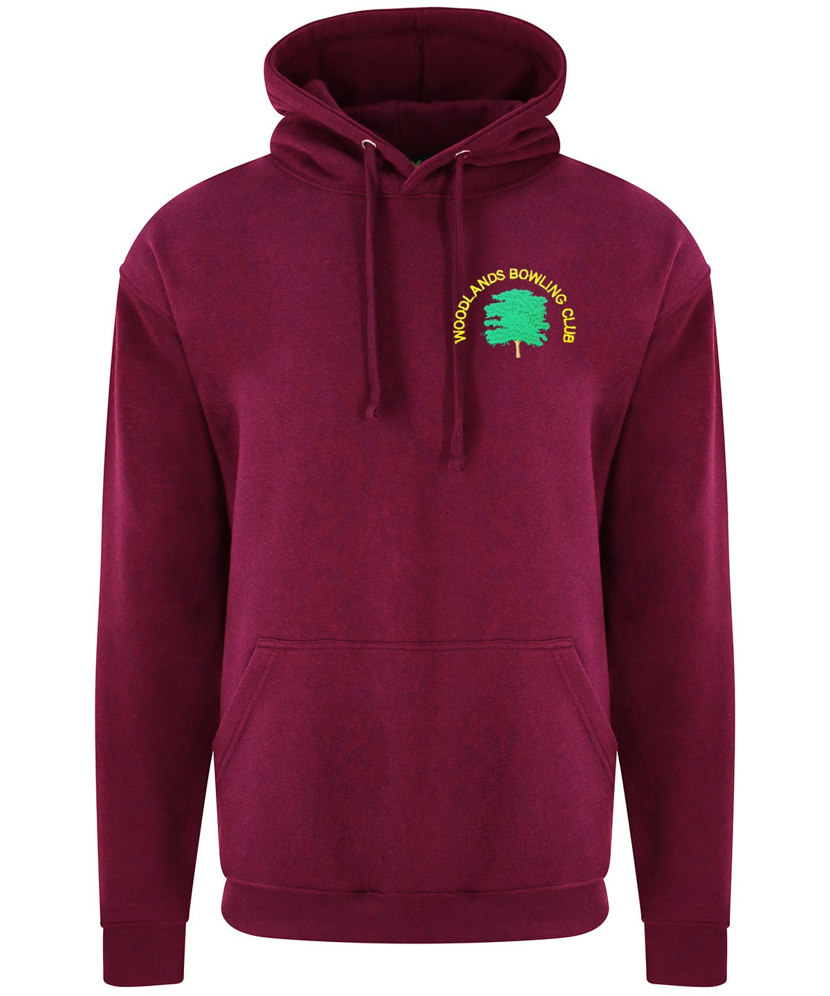 Woodlands Bowling Club Pro Hoodie in Burgundy, embroidered left chest