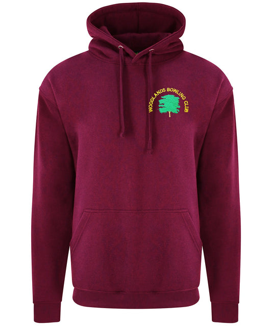 Woodlands Bowling Club Pro Hoodie in Burgundy, embroidered left chest