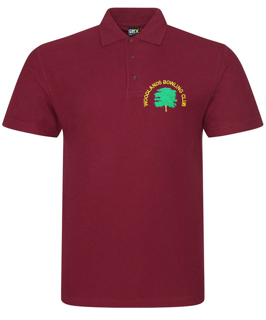 Woodlands Bowling Club Pro Polo in Burgundy, embroidered left chest