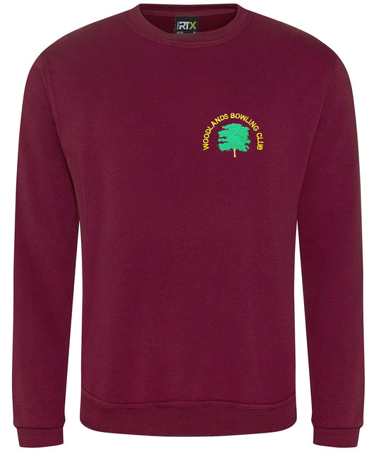 Woodlands Bowling Club Pro Sweatshirt in Burgundy, embroidered left chest