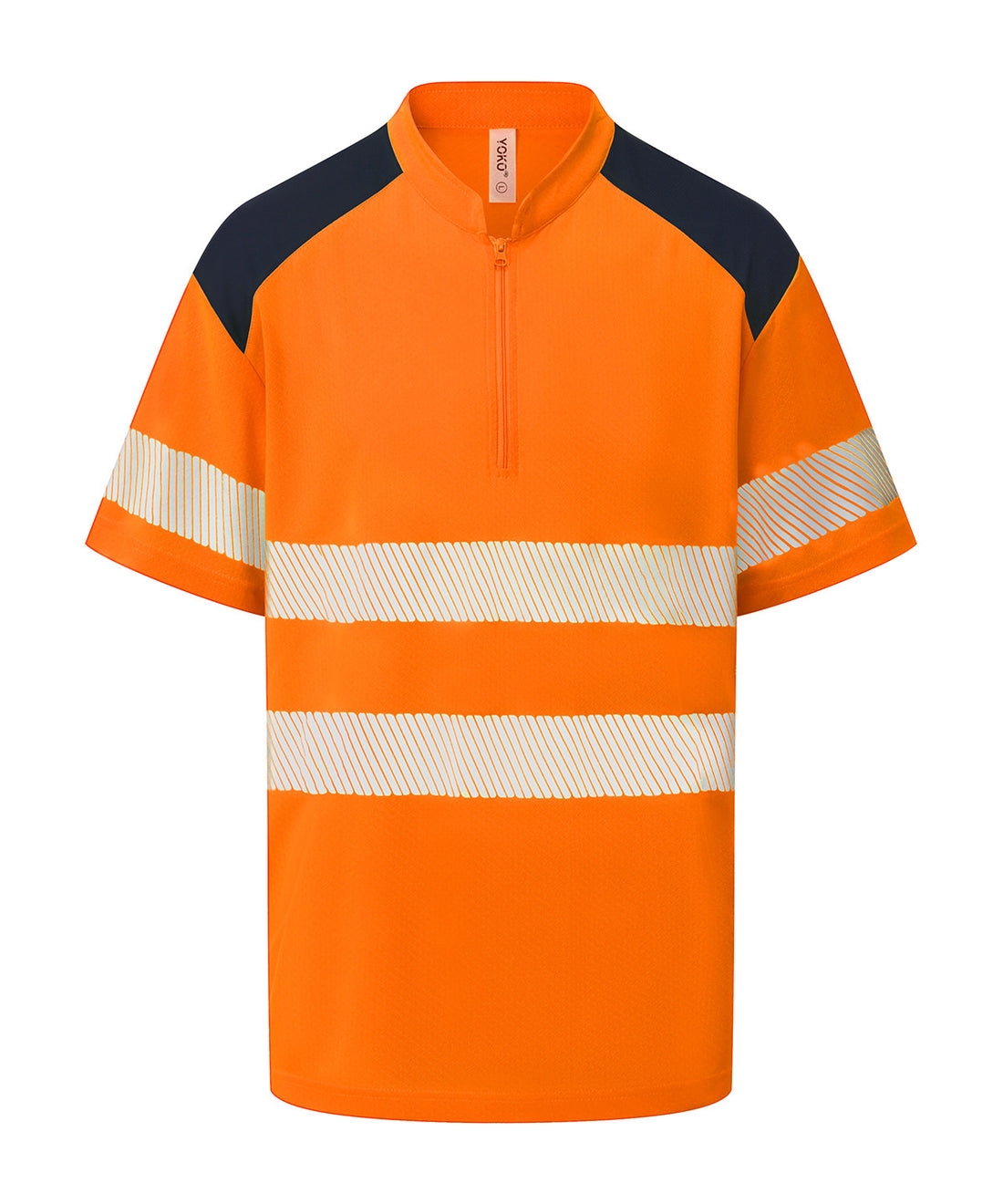 Hi-vis mandarin collar zip neck comfort trim polo (HVJ230) in Hi-vis Orange