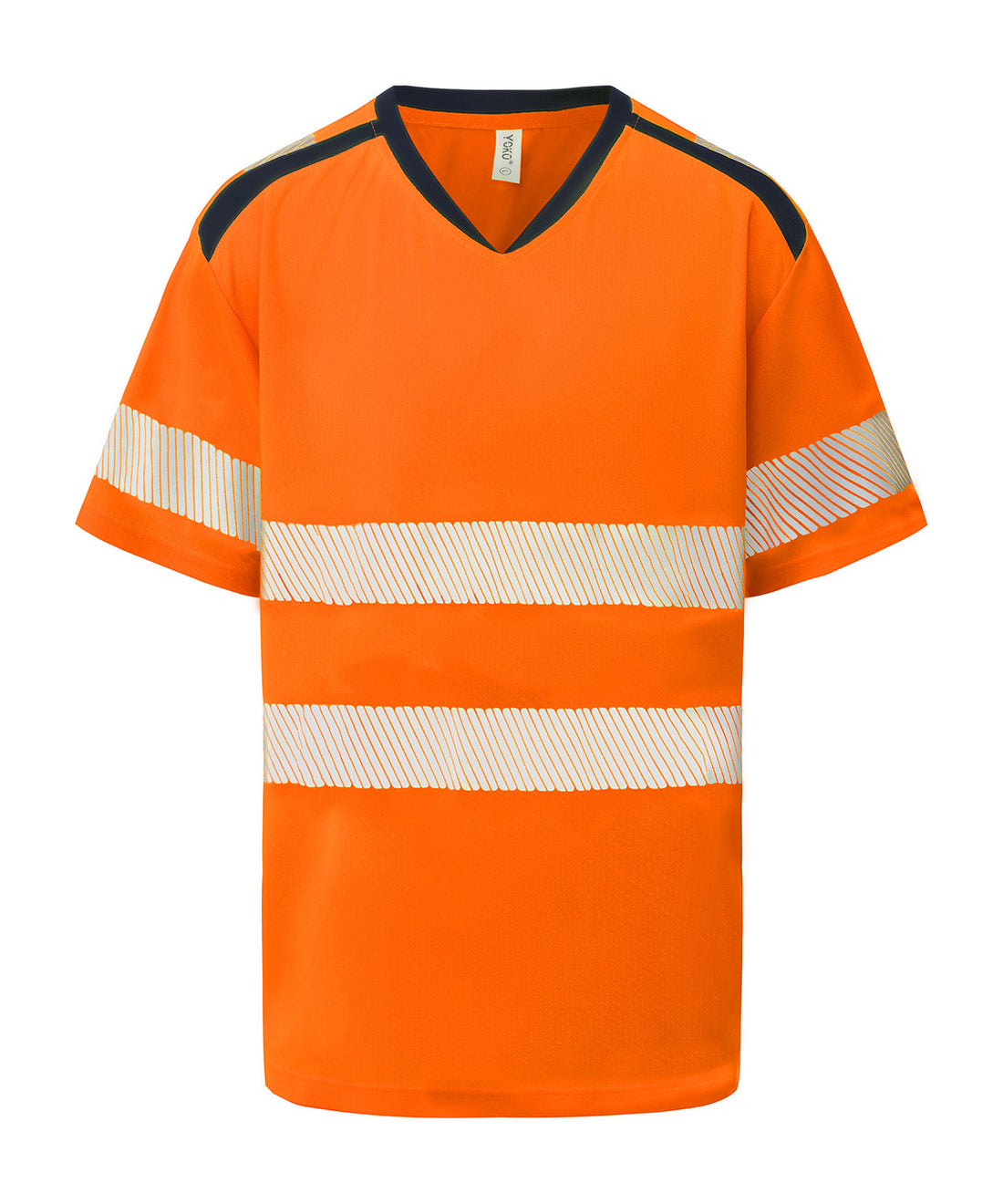 Hi-vis mandarin collar comfort trim t-shirt (HVJ430) in Hi-vis Orange