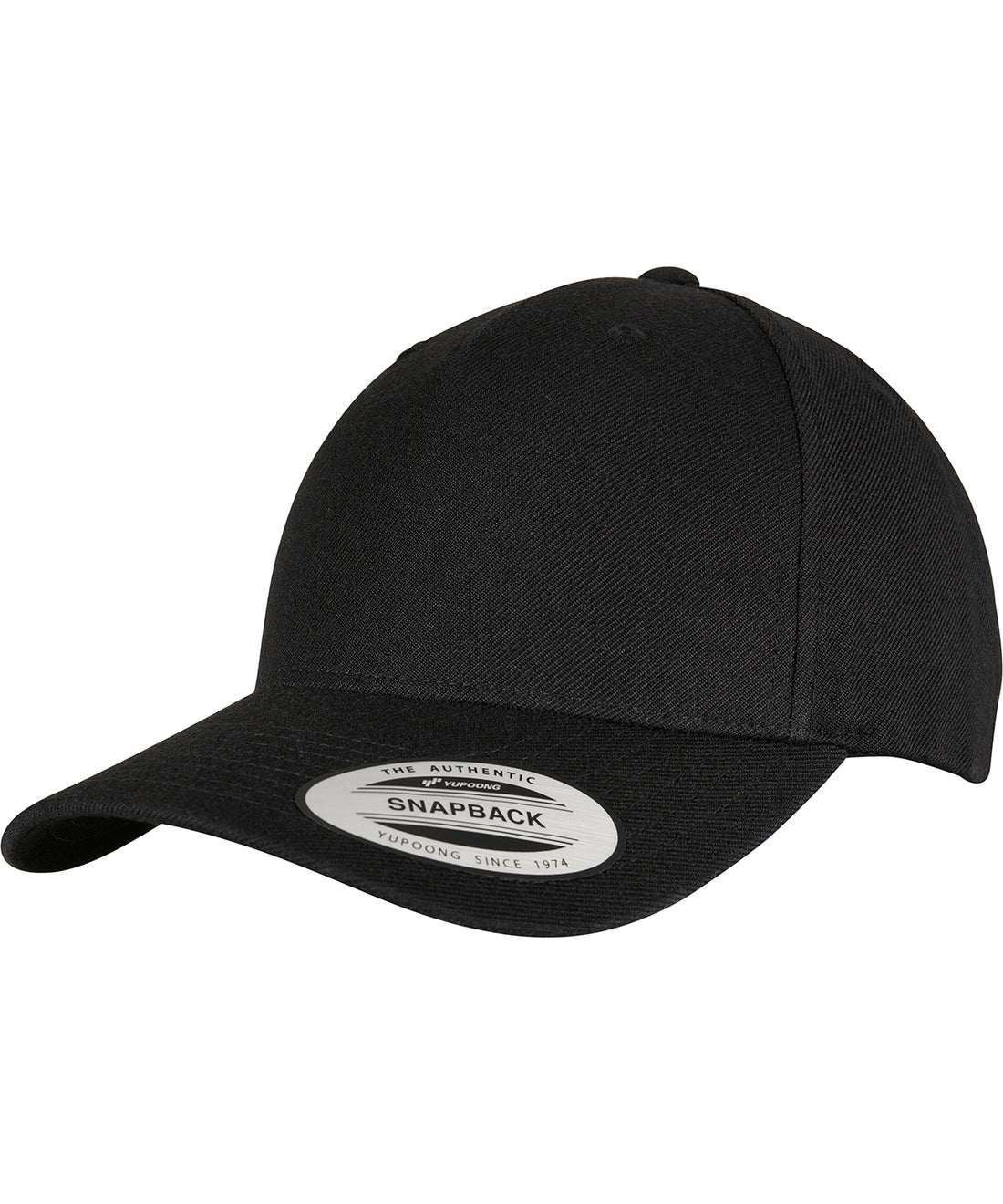 YP classics 5-panel premium curved visor snapback cap (5789M) in Black