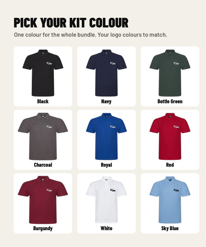 Kit colour options with an embroidered logo