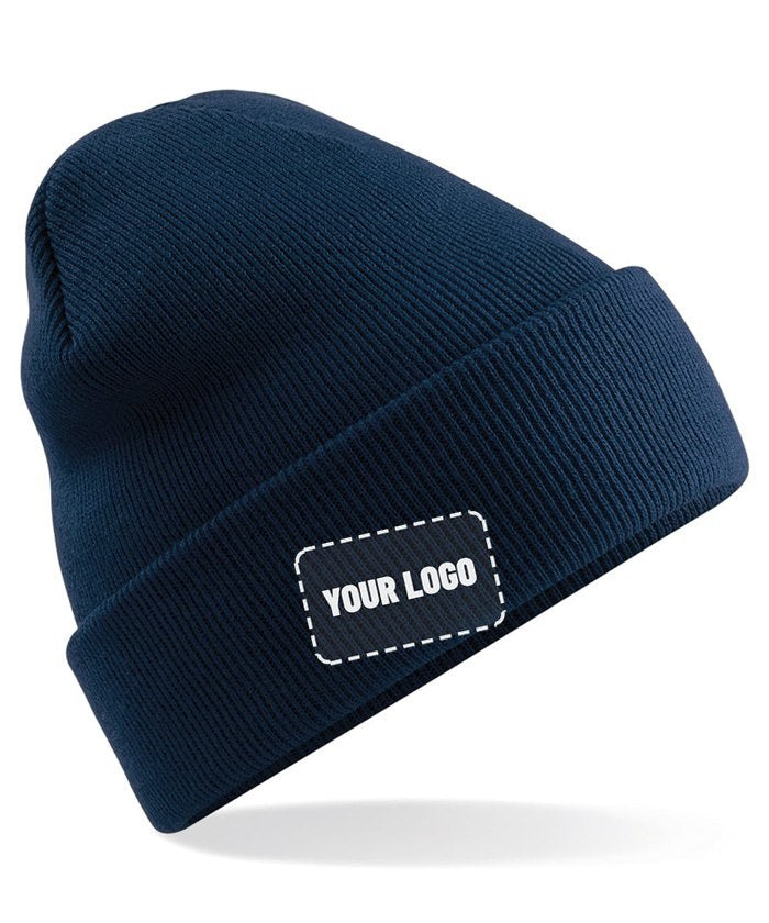 Christmas Gift Pack: navy cuffed beanie, your logo embroidered on the cuff