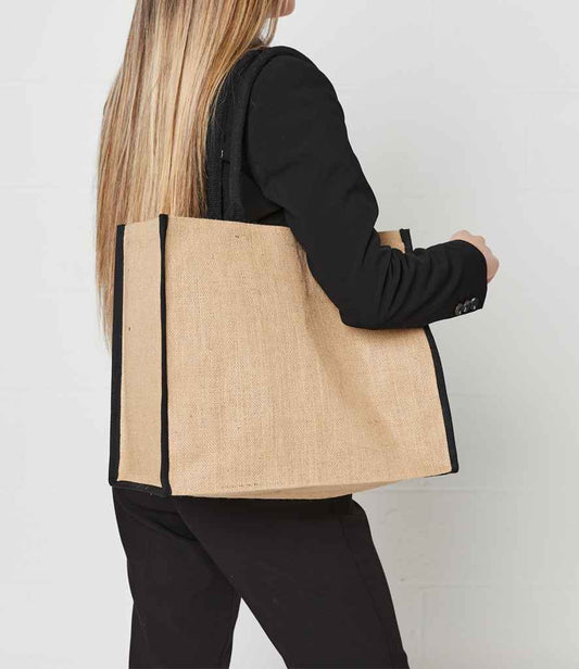 Brand Lab Jute Tipped Shopper in Natural/Black