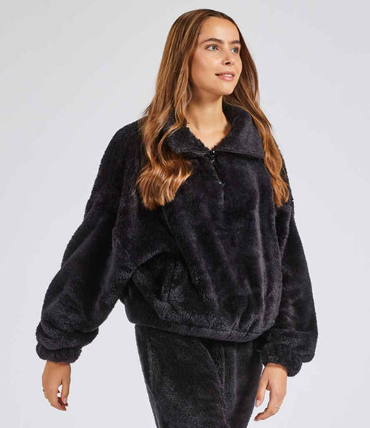 Brand Lab Ladies Fluffy 1/4 Zip Fleece in Black
