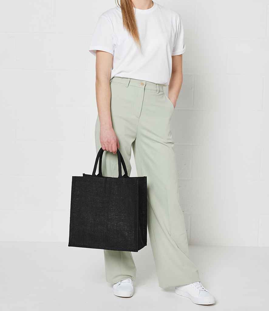 Brand Lab Natural Jute Tote Bag in Black