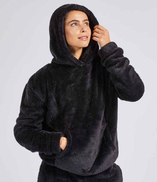 Brand Lab Unisex Fluffy Fleece Hoodie in Black